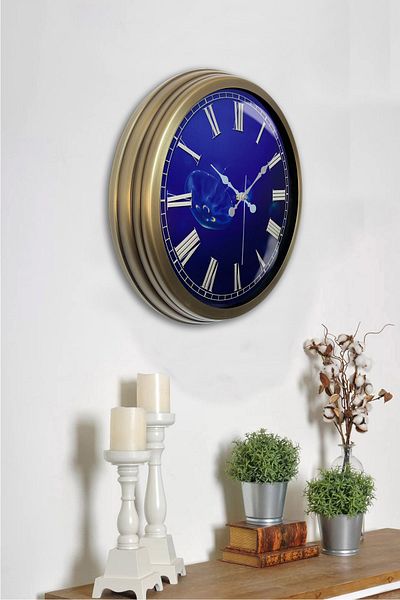 Kasva Concept Ceas de perete din metal anticat de 40 cm, infinit albastru