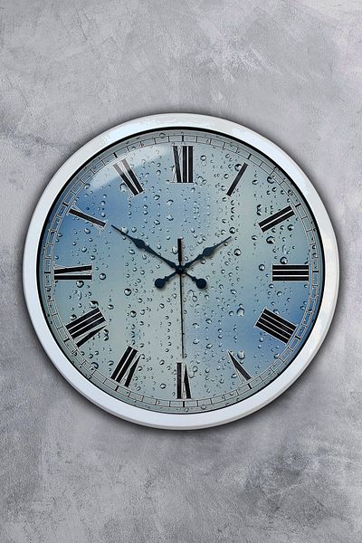 Kasva Concept Ρολόι τοίχου 40 εκ. Λευκό Μεταλλικό Raindrop