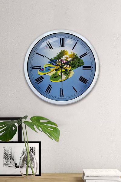 Kasva Concept 40 cm White Metal Holiday Tourism Wall Clock