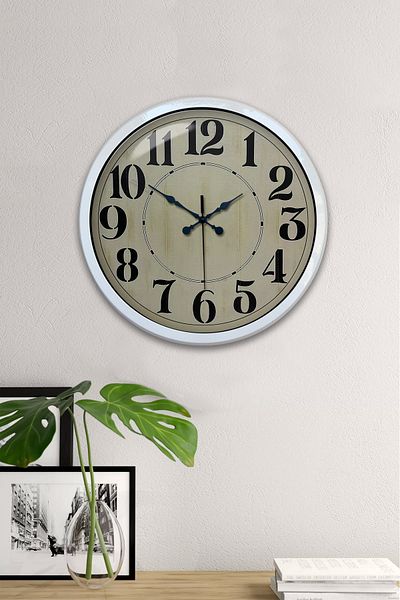 Kasva Concept Cadou 40 Cm Ceas de Perete Retro Metal Alb
