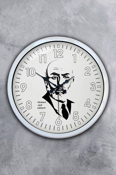 Kasva Concept Δώρο 40 εκ. Λευκό Μεταλλικό Ρολόι τοίχου Mehmet Akif Ersoy