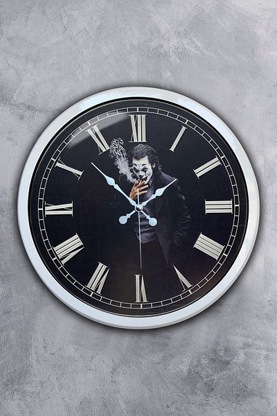Kasva Concept Cadou 40 Cm Ceas de Perete Joker Metal Alb