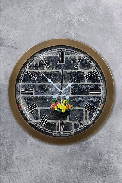 Kasva Concept Antique Metal Stone Structure Wall Clock 36 cm