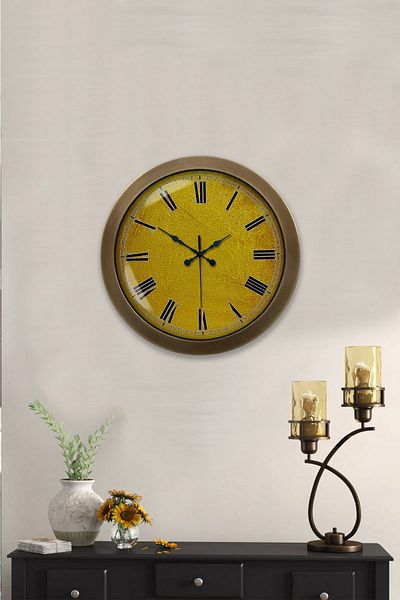 Kasva Concept 36 cm Antique Metal Yellow Wall Clock