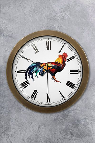 Kasva Concept 36 cm Tumbled Metal Rooster Wall Clock