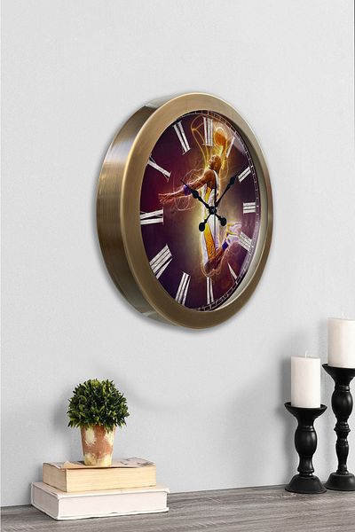 Kasva Concept Gift 36 cm Antique Metal Basketball Wall Clock