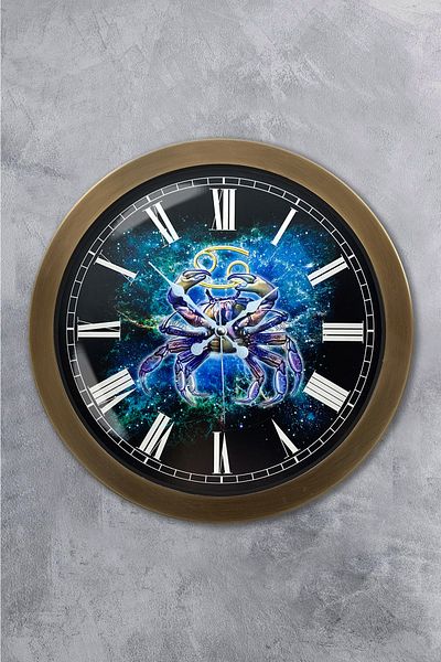 Kasva Concept Gift 36 cm Antique Metal Cancer Sign Wall Clock