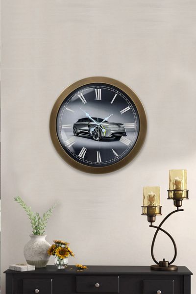Kasva Concept 36 cm Tumbled Metal Car Wall Clock