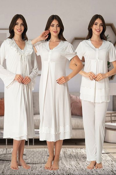 HAMİLE ÇARŞI Effort Ecru Short Sleeve Maternity Pregnant Set of 4