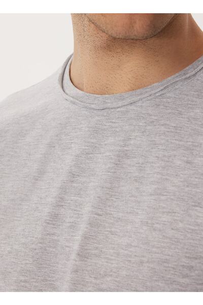 Lee Cooper Gray Melange Crew Neck Men's T-shirt - 232 Lcm242061 Gael