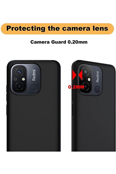 m.tk moveteck Xiaomi Redmi 12c Uyumlu Kılıf Soft Yumuşak Silikon + 9h Ekran Koruyucu Set Kamera Çıkıntılı Korumalı