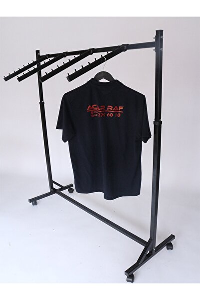 Acar Raf Bastonlu Askılık Çift Yönlü Ayarlanabilir Askılık Siyah Askılık (4 A...