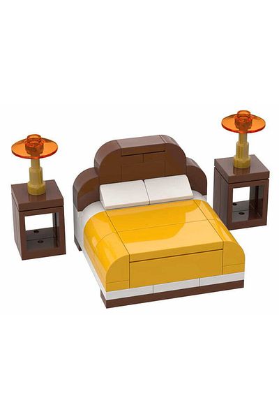 LEGO Original Accessory Moc Custom Minifigure Modular Building Building Yellow Big Bed Dresser