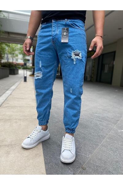 Oliggopol Erkek Paçası Lastikli Boyfriend Kot Jogger Pantolon