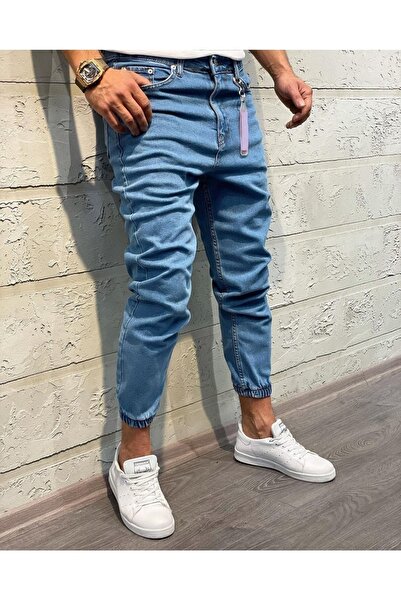 Oliggopol Чоловічі сині джинси-джоггери з еластичним поясом і ластиком