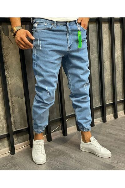Oliggopol Pánské světle modré džíny Boyfriend Jogger s elastickou nohou