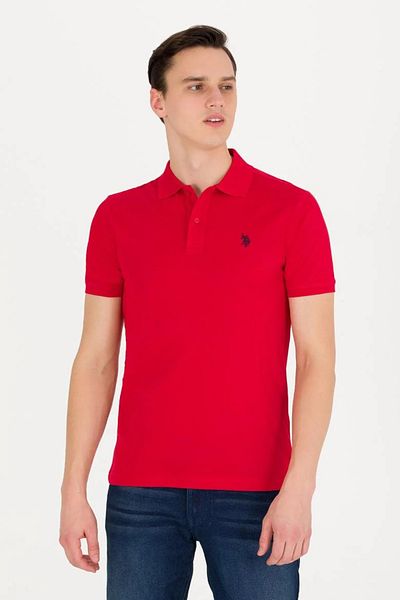 U.S. Polo Assn. Polo Neck Slim Fit Red Men's 100% Cotton T-shirt 1570718