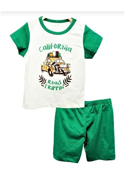 Zeyland Erkek Bebek %100 Pamuk Cotton Ekru Renk T-shirt Yeşil Renk Şort 2 Li ...