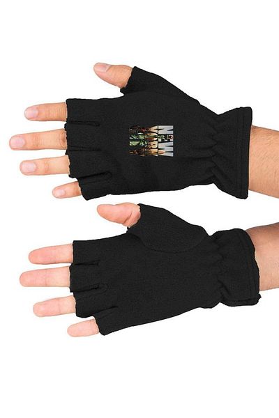 herotasarım New York Printed Cutout Winter Fleece Gloves - Bll3697