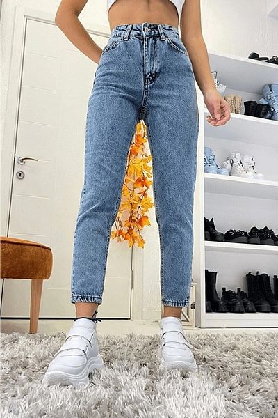 SANTA BELLA Linda Blue Acid Wash Boyfriend Pantaloni de damă Jean Colorfast Power Lycra Gathering