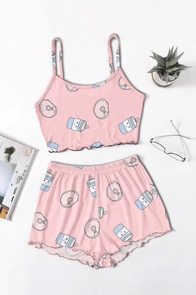 PEMBİŞ HOMEWEAR Set de pantaloni scurți supermoiști Favela Pink Donut