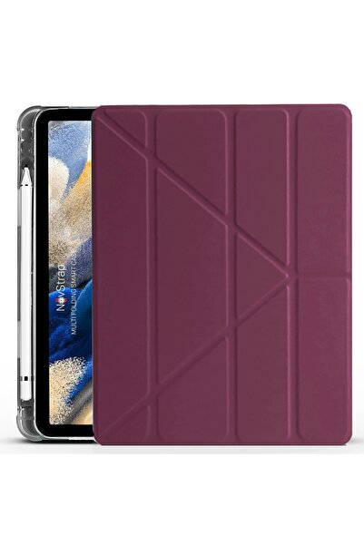 NovStrap Samsung Galaxy Tab A8 10.5 Sm-x200 X205 X207 Uyumlu Kılıf Smart Kalem Bölmeli Trifold Stand
