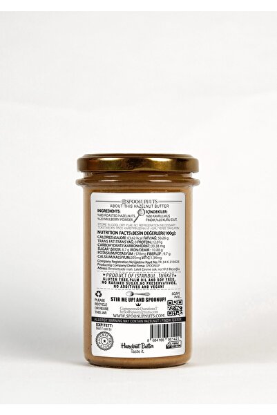 SPOONUP Dutlu Fındık Ezmesı 284g (şekersiz,gultensiz,vegan)