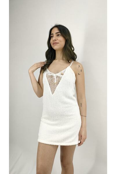 ZÜMAL Bambu Havlu Dantelli Lüks Kadın Bornoz