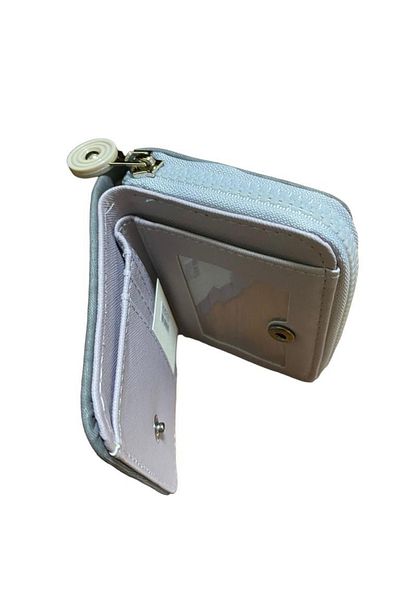Elif Zippered Textile Women's Wallet with Snap Closure Gray308231