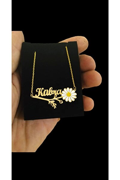 Pomodor Kübra Isimli Papatyalı 925 Ayar Gümüş Kolye (altın Kaplama)