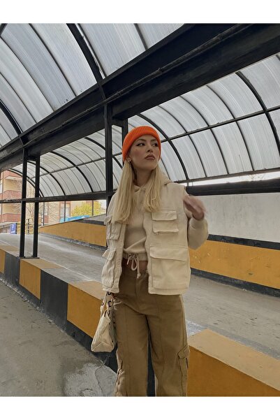 KOTOLOG Unisex Pocket Detailed Tactical Zipper Denim Vest