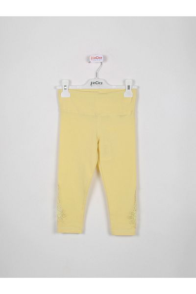 incity Girl's Yellow Tights with Lace Detail