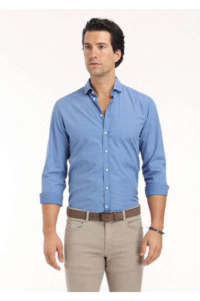 Ramsey Dark BlueCasualFit Woven Cotton Shirt - 100%