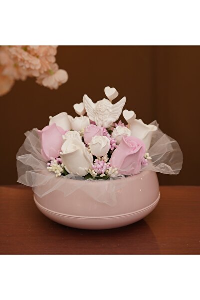 StoneGiftDesign Sevgililer Günü Hediyesi Melek Kokulu Pembe Ve Beyaz Gül Çiçe...