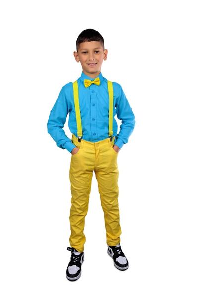 ALKANO Комплект жовтих штанів і бірюзового метелика для хлопчика