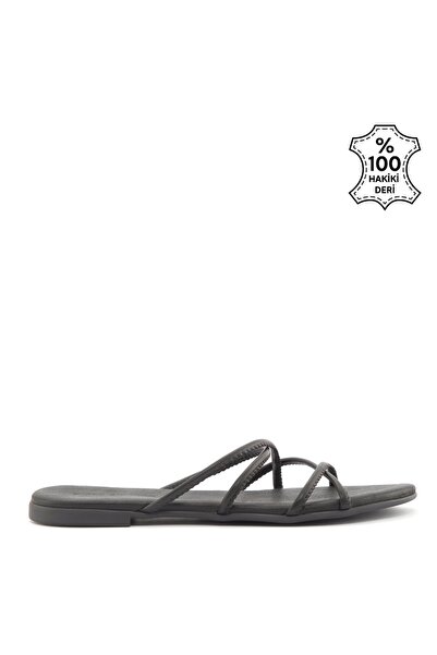 Sole Sisters Flache Slipper aus echtem Leder in Schwarz - Chelone