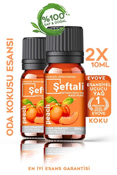 Evove Cosmetics Şeftali Esansiyel Yağ 2x10ml %100 Saf & Doğal Ortam Oda Kokus...