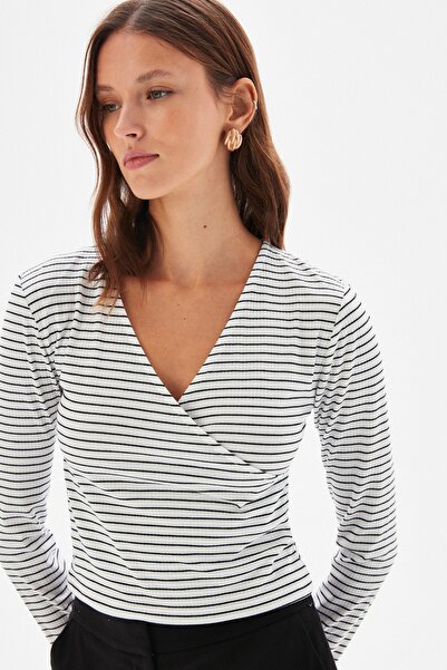 adL Kruvaze Uzun Kol Örme Bluz