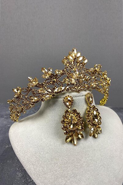 GELD Γυναικείο Μέλι Χρώμα Melissa Model Bridal Crown and Triple Shuttle Stone...