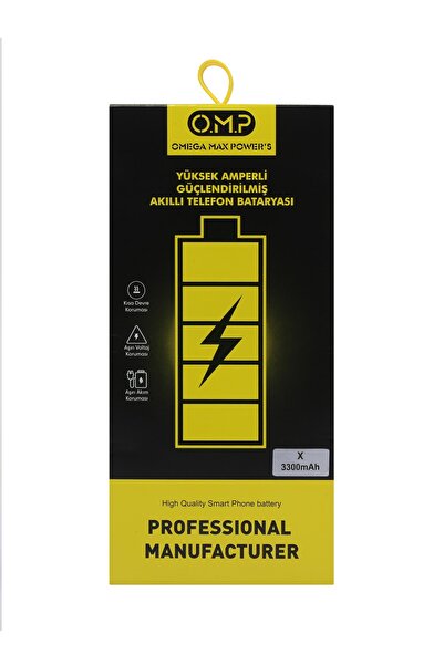 op omega max power's Iphone X Uyumlu Yüksek Amperli Güçlendirilmiş Batarya 3300 Mah (tamir Seti Ve Pil Bandı)