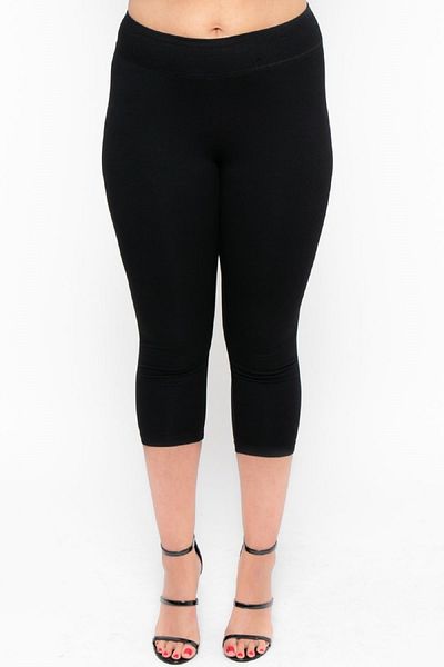 Yabgu Women's Plus Size Capri Tights Black