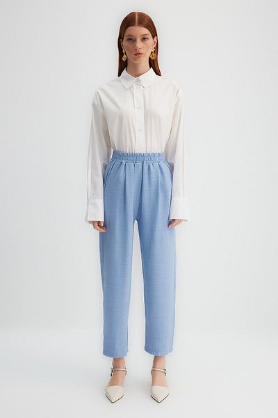 Trendyol Modest X Сині ткані штани Kevser Sarıoglu з еластичною талією TCLSS23TP00007