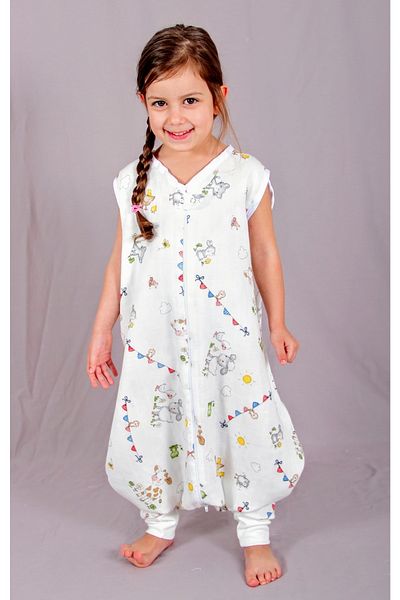 DİDABABY Summer - Sleeveless - Single Layer Muslin - Farm Pattern Sleeping Bag (ROOM TEMPERATURE 27 DEGREES AND ABOVE)