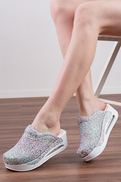 BLUMSABOTERLİK Mavi Pony Desenli Kadın Ortopedik Anatomik Hastene,doktor, Hem...