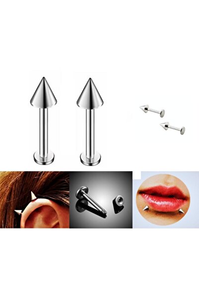 TÜKKAN ACCESSORİES 316l Cerrahi Çelik 2 Li Set Sivri Uç 8 Mm Piercing,kulak,dudak,kıkırdak,tragus,helix-vp135