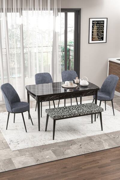 Canisa Concept Canisa Via Serisi Bench'li 1.sınıf Mutfak Masası Takımı - Siya...