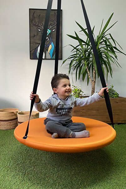 Svava Tavana Asılan Ev Tipi Çocuk Salıncağı Yuvarlak Bebek Çocuk Hamak Salıncak Turuncu
