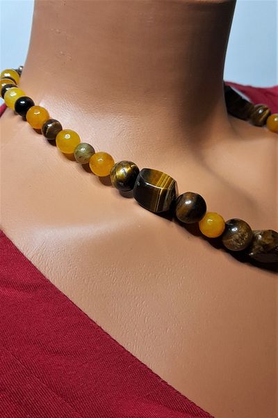 Asteria Elite Tiger Eye Ceyt Evil Eye Protection and Courage Necklace Bracelet Set