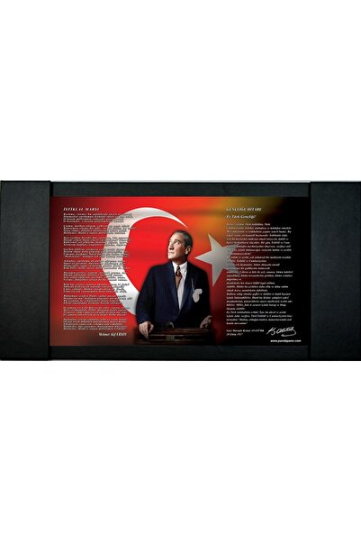 Panda 80x160 Cm Atatürk Dijital Baskılı Deri Kaplı Çerçeveli Makam Panosu