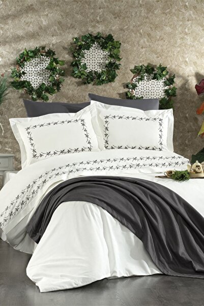 Minelya Home Collection طقم غطاء لحاف قطني مزدوج ربيعي مكون من 7 قطع باللون ا...